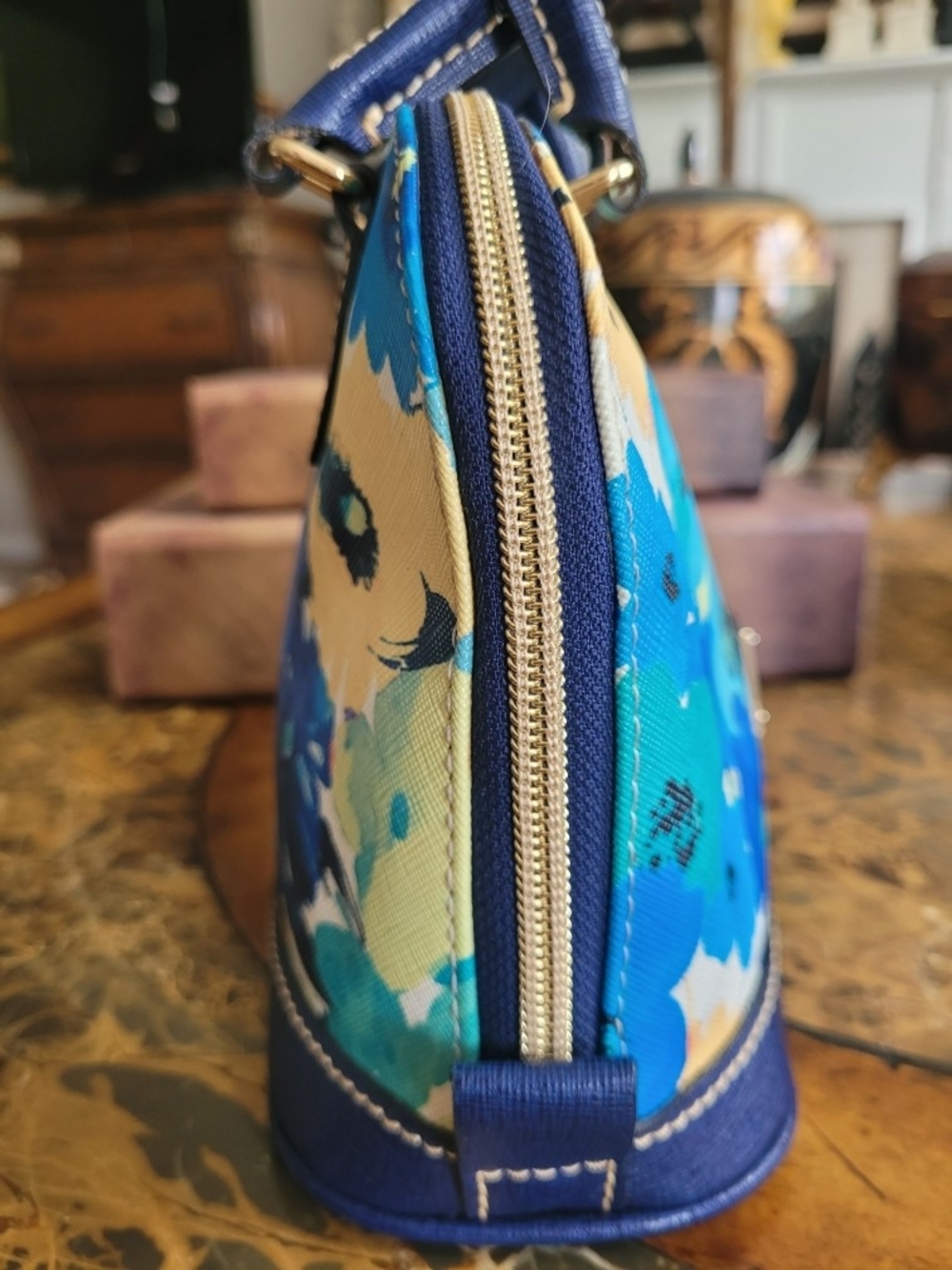 Dooney & Bourke Blue Floral Dome Satchel - Picture 3 of 11